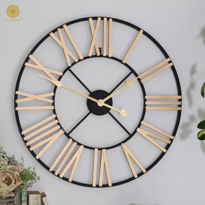 Roman Metal Wall Clock (24 Inches Dia) - The Gharnish - A Unit of Satkala Creations