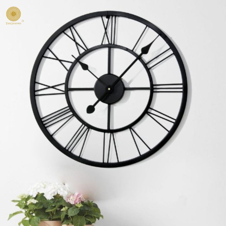 Roman Metal Wall Clock (24 Inches Dia) - The Gharnish - A Unit of Satkala Creations