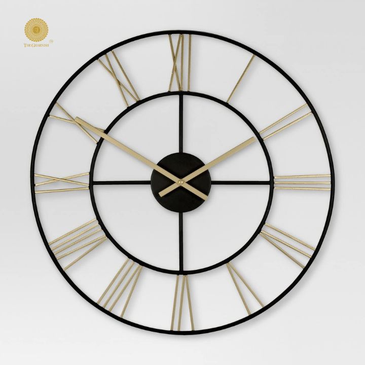 Roman Metal Wall Clock (24 Inches Dia) - The Gharnish - A Unit of Satkala Creations