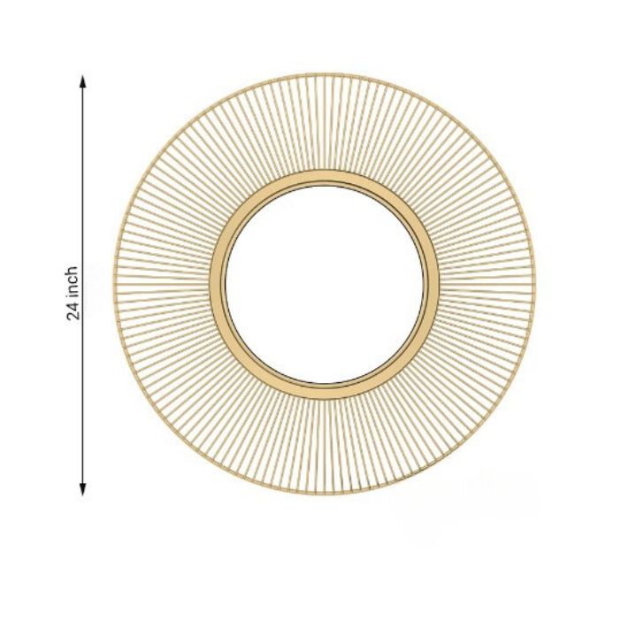 Metallic decorative wall mirror by The Gharnish, 24-inch round mirror with a sleek metallic frame for modern interior decor.