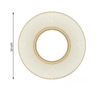 Metallic decorative wall mirror by The Gharnish, 24-inch round mirror with a sleek metallic frame for modern interior decor.