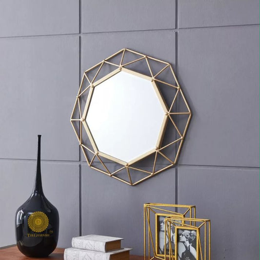 Designer 3D Geomatrical Wall Mirror (24 Inches Dia) - The Gharnish - A Unit of Satkala Creations