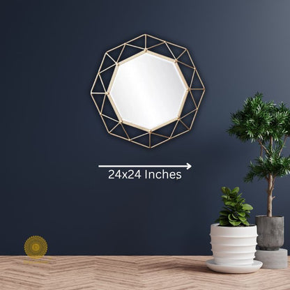 Designer 3D Geomatrical Wall Mirror (24 Inches Dia) - The Gharnish - A Unit of Satkala Creations