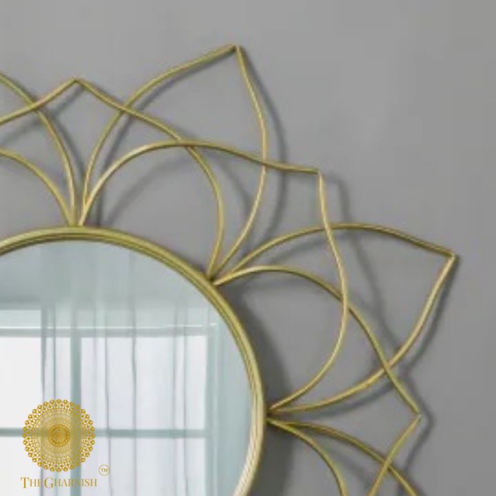 Designer Lotus Wall Mirror(27 Inches Dia) - The Gharnish - A Unit of Satkala Creations