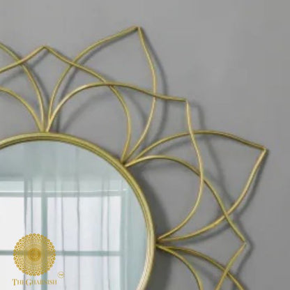 Designer Lotus Wall Mirror(27 Inches Dia) - The Gharnish - A Unit of Satkala Creations