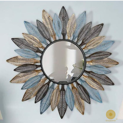 Designer Multiple Leaf Wall Mirror (30 Inches Dia) - The Gharnish - A Unit of Satkala Creations
