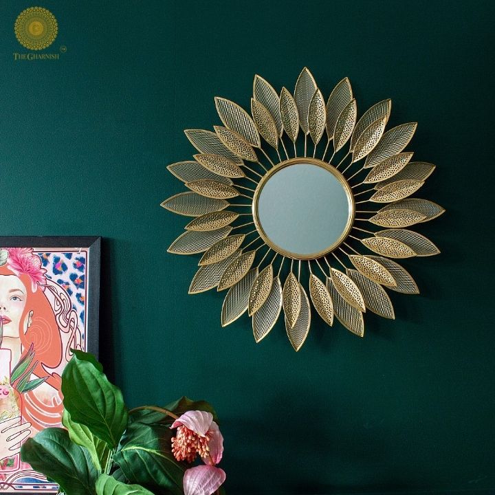 Designer Premium Flower Wall Mirror (30 Inches) - The Gharnish - A Unit of Satkala Creations