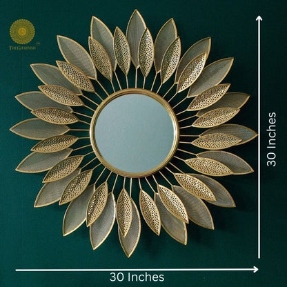 Designer Premium Flower Wall Mirror (30 Inches) - The Gharnish - A Unit of Satkala Creations