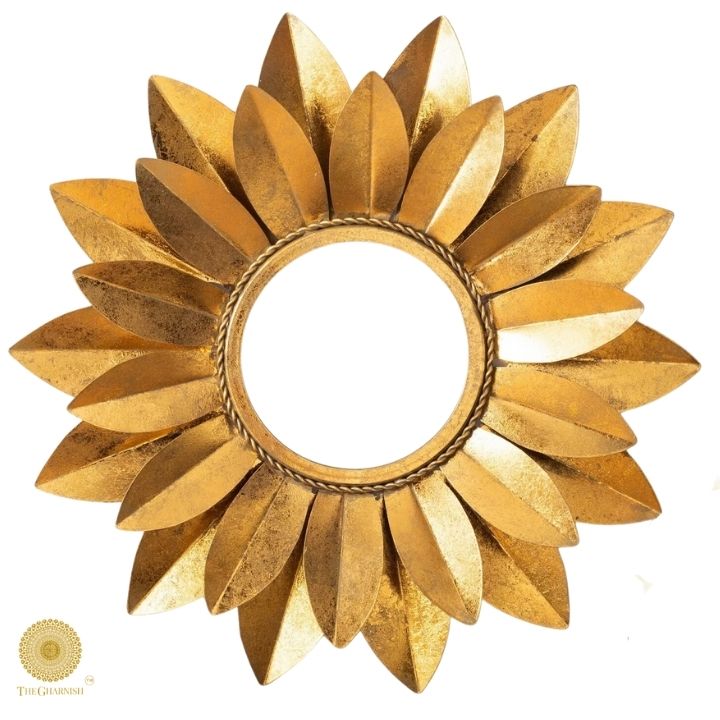 Designer Sunflower Wall Mirror by The Gharnish, 24-inch decorative mirror with sunflower frame for stylish home decor.