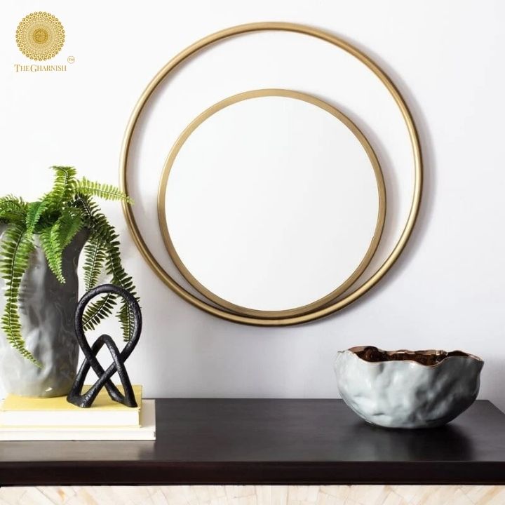 Double Ring Wall Mirror (24 Inches Dia) - The Gharnish - A Unit of Satkala Creations