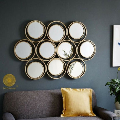 Exquisite 10 Rings Wall Mirror (25x36 Inches) - The Gharnish - A Unit of Satkala Creations
