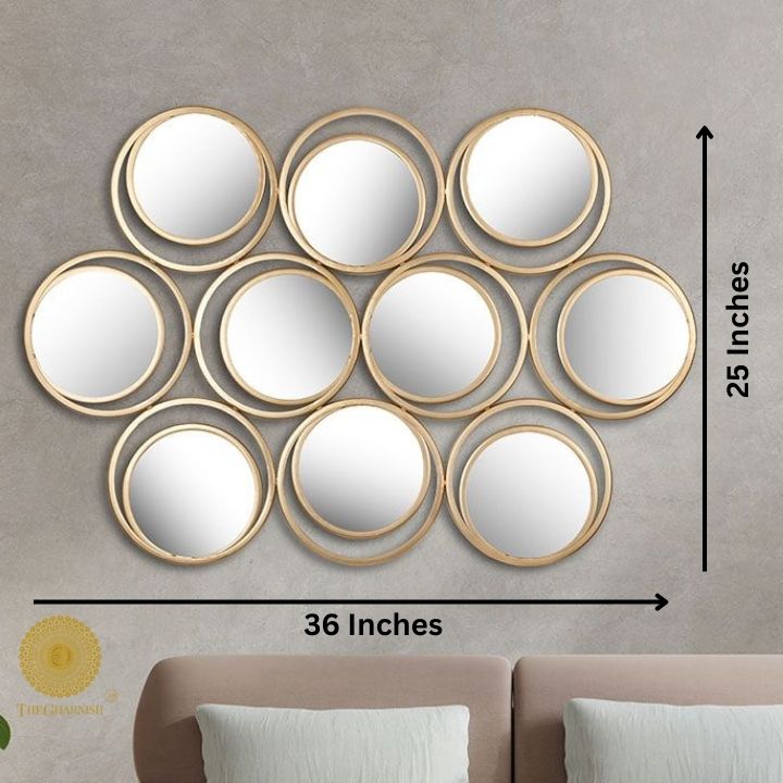 Exquisite 10 Rings Wall Mirror (25x36 Inches) - The Gharnish - A Unit of Satkala Creations