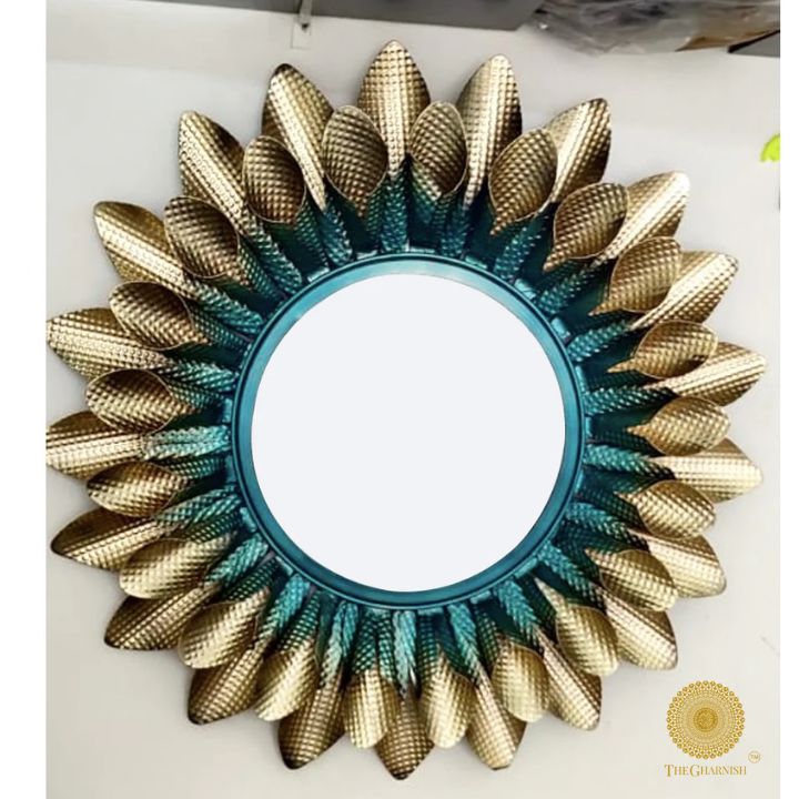 Folded leaves Wall Mirror (30 Inches) - The Gharnish - A Unit of Satkala Creations