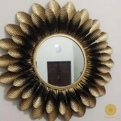 Folded leaves Wall Mirror (30 Inches) - The Gharnish - A Unit of Satkala Creations