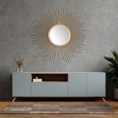 Metallic Sun Burst Wall Mirror (30 Inches Dia) - The Gharnish - A Unit of Satkala Creations