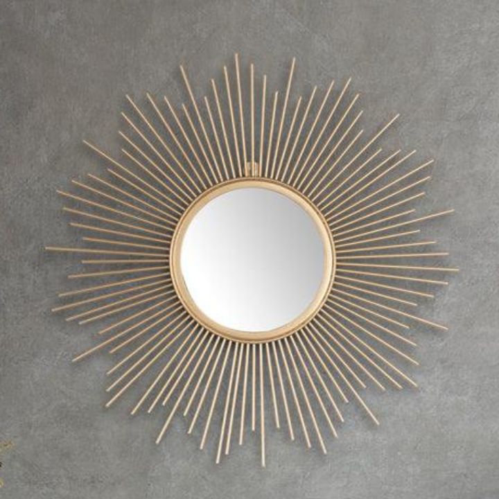 Metallic Sun Burst Wall Mirror (30 Inches Dia) - The Gharnish - A Unit of Satkala Creations