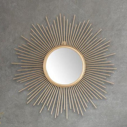 Metallic Sun Burst Wall Mirror (30 Inches Dia) - The Gharnish - A Unit of Satkala Creations