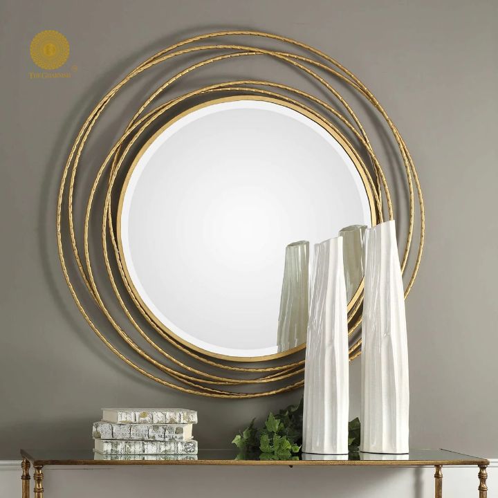 Metallic Wired Wall Mirror (26 Inches) - The Gharnish - A Unit of Satkala Creations