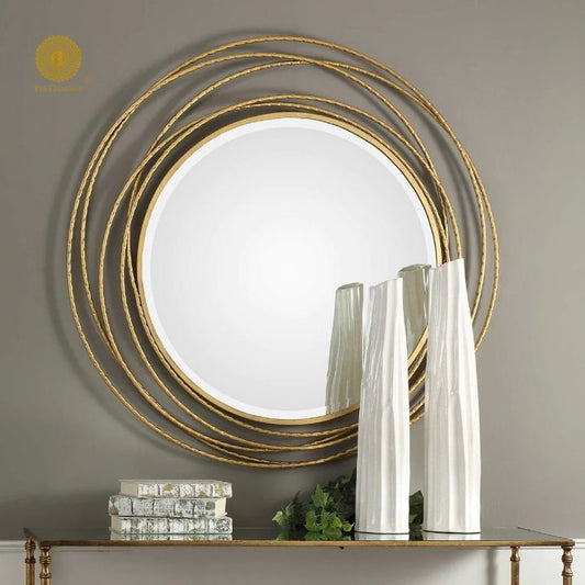 Metallic Wired Wall Mirror (26 Inches) - The Gharnish - A Unit of Satkala Creations