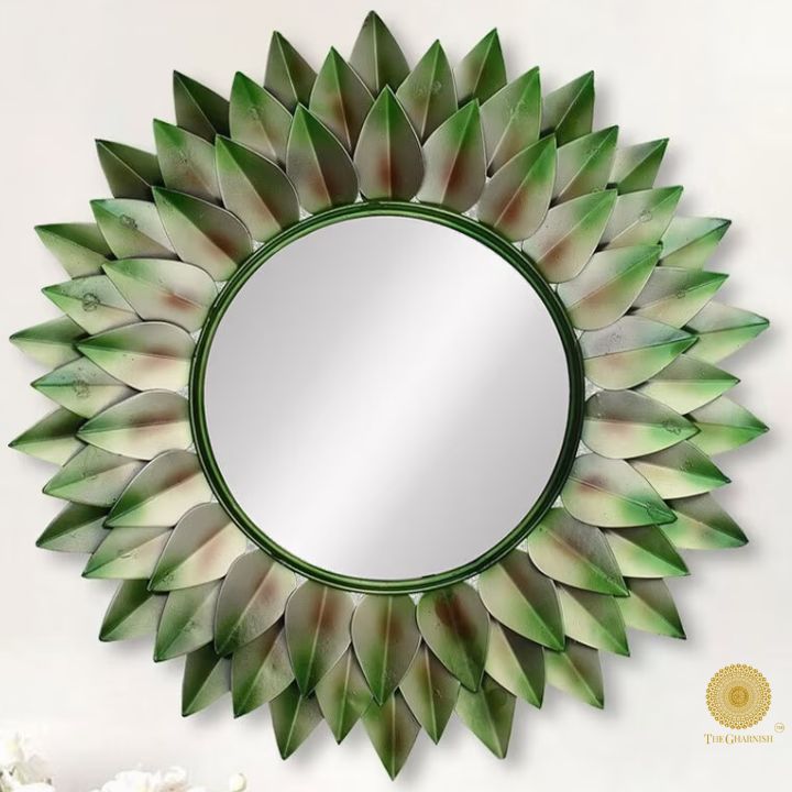 Modern Metallic Flower Wall Mirror (30 Inches Dia) - The Gharnish - A Unit of Satkala Creations