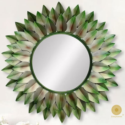 Modern Metallic Flower Wall Mirror (30 Inches Dia) - The Gharnish - A Unit of Satkala Creations