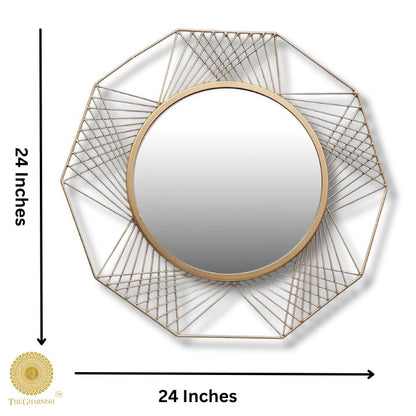 24-inch Spider Web Designed Wall Mirror by The Gharnish with intricate web pattern on round glass surface