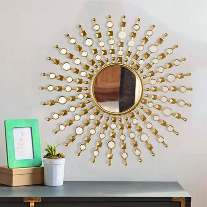 Stylish 30-inch diameter designer wall mirror by The Gharnish with a modern frame, perfect for contemporary home decor.