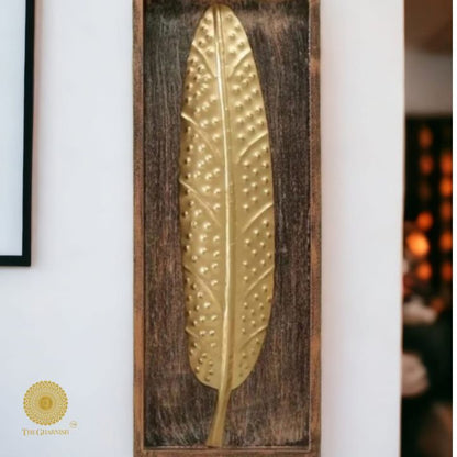 Hale Leaf wooden frame wall art by The Gharnish, 8x20 inches, featuring natural wooden decor with leaf design for wall display.