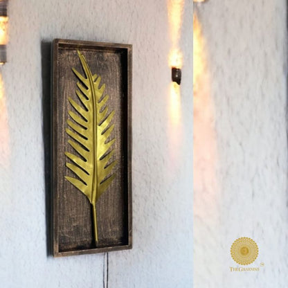 Star Leaf Wooden Frame Wall Art (8x20 Inches) - The Gharnish - A Unit of Satkala Creations