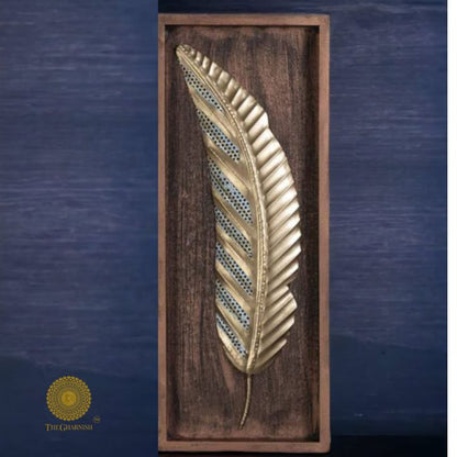 Wooden Frame Abby Leaf Wall Art (8x20 Inches) - The Gharnish - A Unit of Satkala Creations