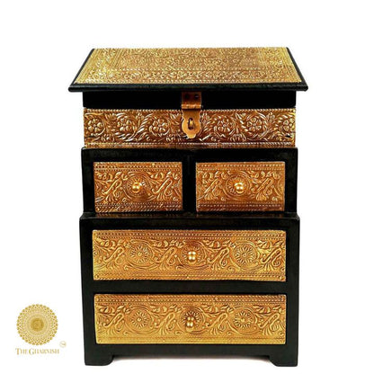 Vintage Brass Plating Jewellery Box - The Gharnish - A Unit of Satkala Creations