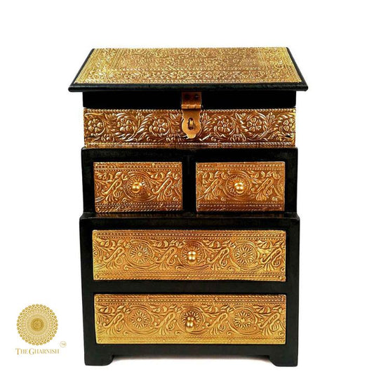 Vintage Brass Plating Jewellery Box - The Gharnish - A Unit of Satkala Creations