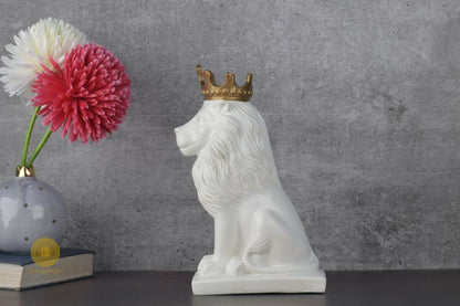 Crown Lion King Figurine - White - The Gharnish - A Unit of Satkala Creations