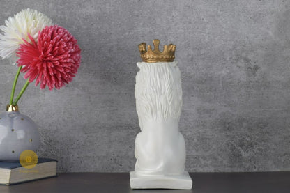 Crown Lion King Figurine - White - The Gharnish - A Unit of Satkala Creations