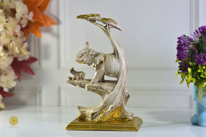 Elephant with baby figurine by TheGharnish, detailed animal figurine depicting a mother elephant and calf in a realistic style.