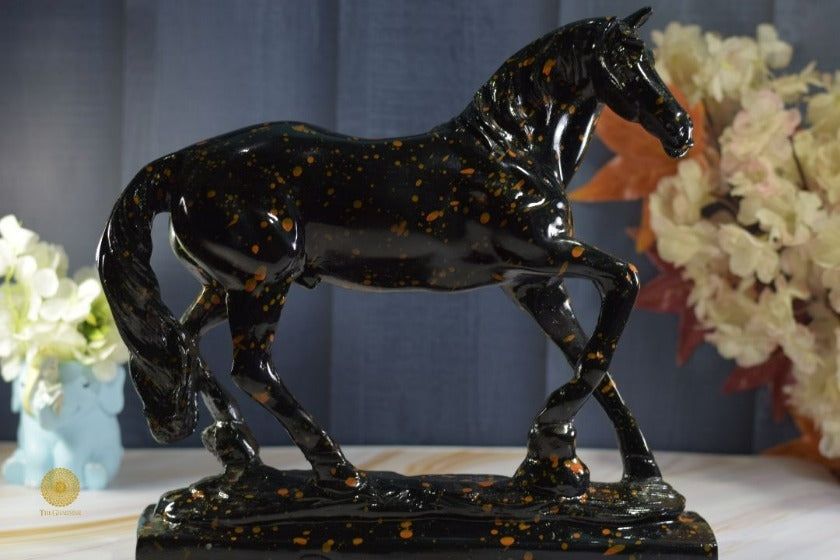 Feng Shui Black Horse Figurine from TheGharnish, animal figurine with detailed black horse design for good luck and protection.
