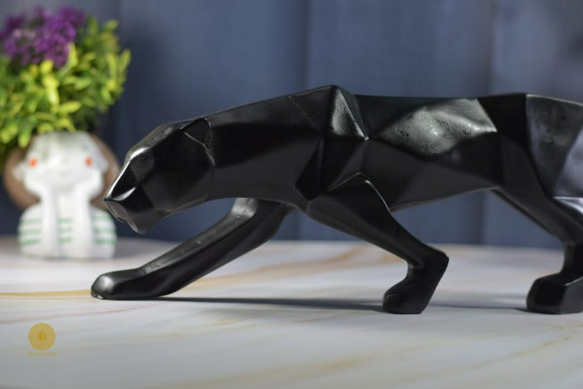 Geometric pattern Panthar animal figurine by TheGharnish, detailed sculpture with modern design, decorative home decor piece