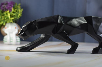 Geometric pattern Panthar animal figurine by TheGharnish, detailed sculpture with modern design, decorative home decor piece