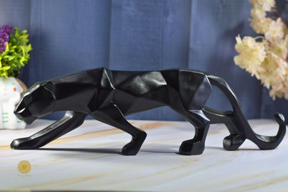 Geometric pattern Panthar statue from TheGharnish animal figurines collection, showcasing modern design and intricate details.