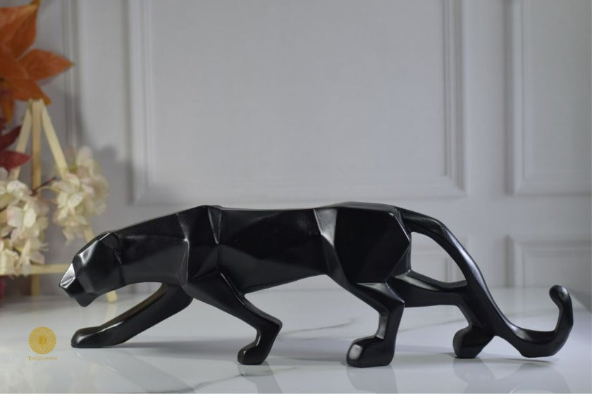 Geometric pattern Panthar animal figurine by TheGharnish, detailed sculpture with modern design and intricate pattern.