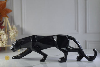Geometric pattern Panthar animal figurine by TheGharnish, detailed sculpture with modern design and intricate pattern.