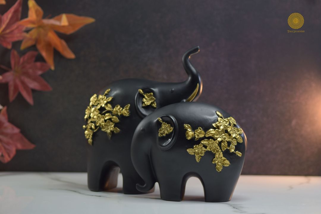 Premium pair of elephant animal figurines by TheGharnish, detailed ceramic sculptures perfect for home decor or collection.
