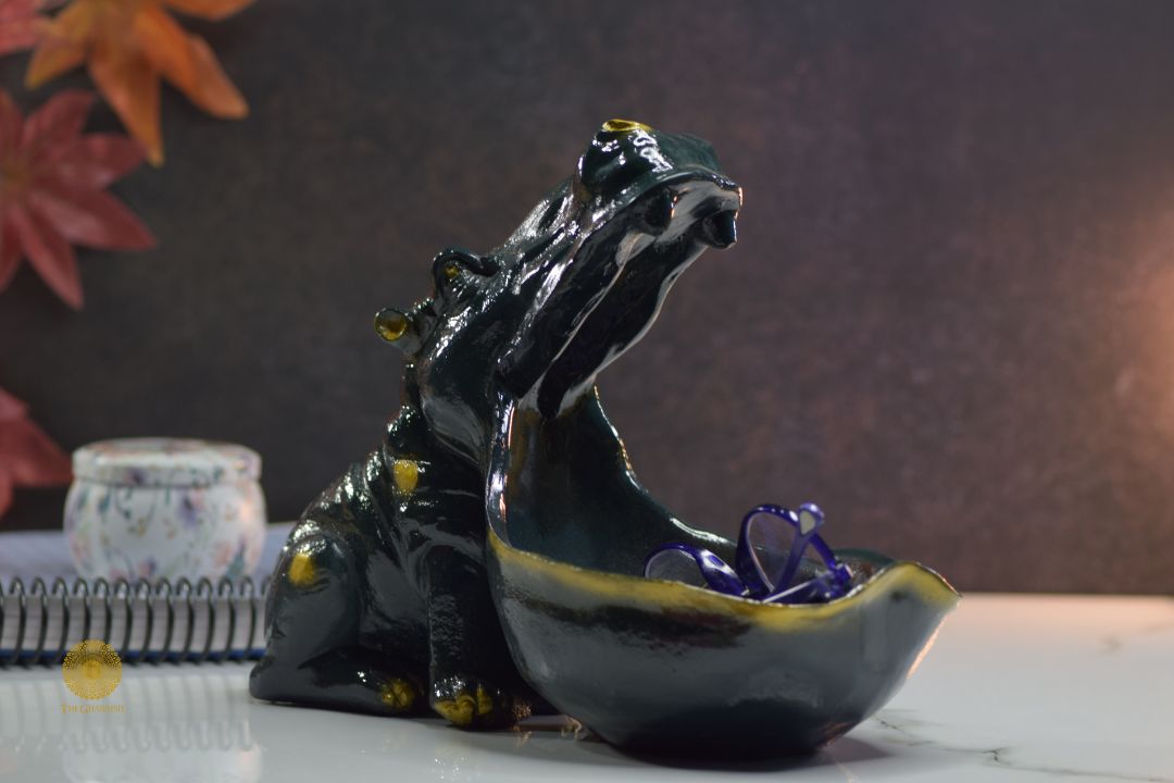 Resin hippopotamus sculpture by TheGharnish, detailed animal figurine with a smooth finish and realistic features.