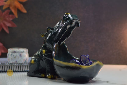 Resin hippopotamus sculpture by TheGharnish, detailed animal figurine with a smooth finish and realistic features.