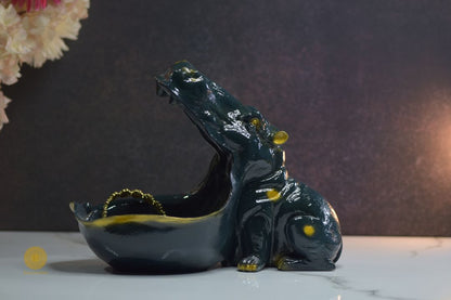 Resin hippopotamus sculpture from TheGharnish, detailed animal figurine with realistic features and a smooth finish.