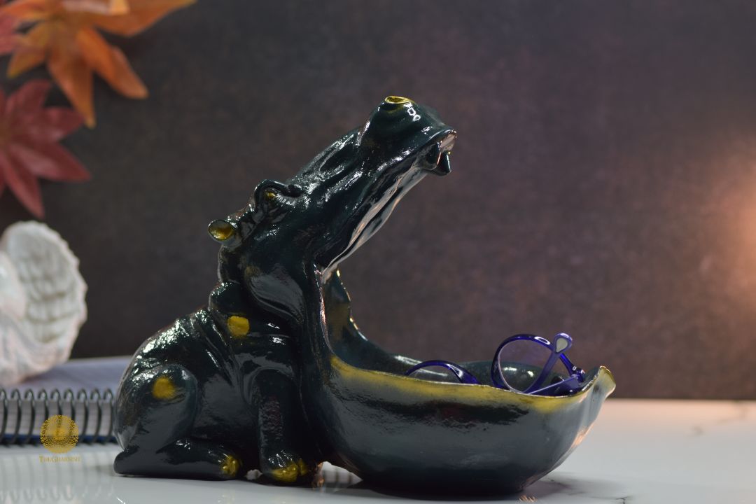 Resin hippopotamus sculpture by TheGharnish, detailed animal figurine with realistic features, ideal for home decor or collection