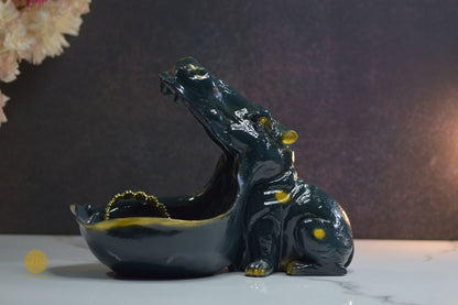 Resin hippopotamus sculpture from TheGharnish, depicting a detailed animal figurine with a smooth finish.