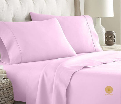 Lemon-colored 100% cotton premium bedsheet from TheGharnish with 300 TC, showing smooth fabric and elegant bedding design.