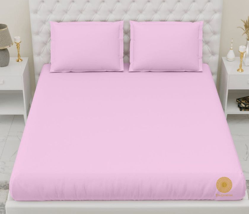 Lemon-colored 100% cotton premium bedsheet by TheGharnish with 300 TC, showcasing soft, smooth fabric and elegant bedding design.