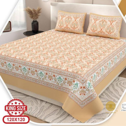 Elegance King Size Bedsheet 3pcs Set - The Gharnish - A Unit of Satkala Creations